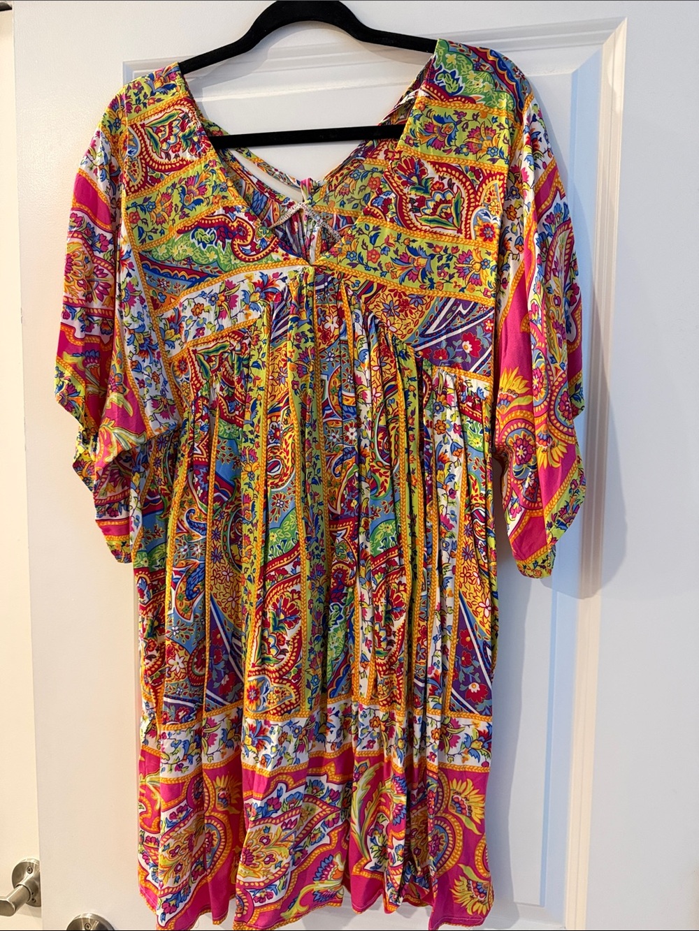 Bohemian Paisley V-Neck Women's Top in Multicolor